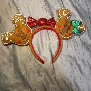 Gingerbread Mouse Ears Headband with Bows